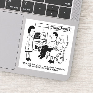 Chiropodist die zijn aandelen online controleert sticker