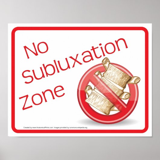 Chiropractic No SubluxZone Wall Sign Poster (Voorkant)