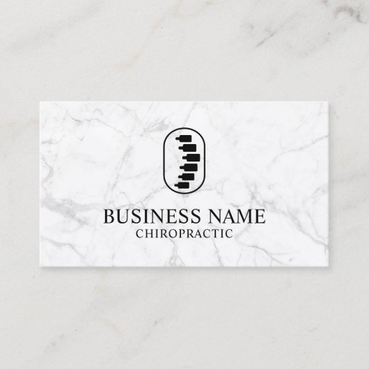 Chiropractic Spine Logo Chiropractor Marble Visitekaartje (Voorkant)