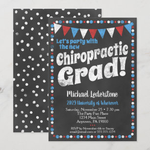Chiropractische Graduation Party Invitation Red Bl Kaart