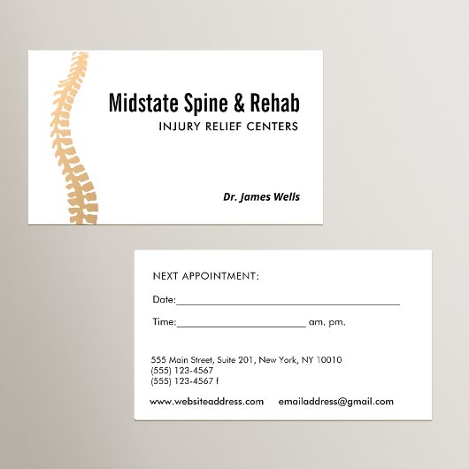 Chiropractor Appointment Reminder Bus Visitekaartje