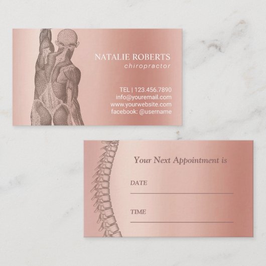 Chiropractor Massage Therapy Roos Gold Appointment Afsprakenkaartje (Voorkant / Achterkant)