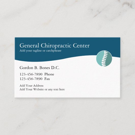 Chiropractor Modern Spinale Emblem Visitekaartjes (Voorkant)