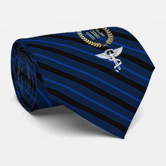 Chiropractor Professional Monogram Blue Faux Gold Stropdas