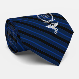 Chiropractor Professional Monogram Blue Faux Gold Stropdas