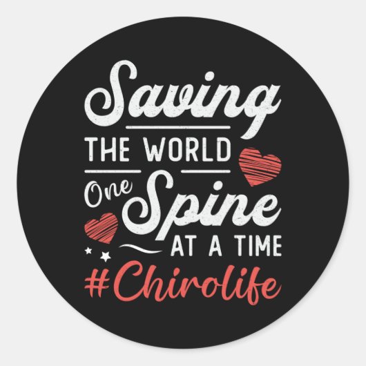 Chiropractor Saving the World Spine Chiropractic Ronde Sticker (Voorkant)