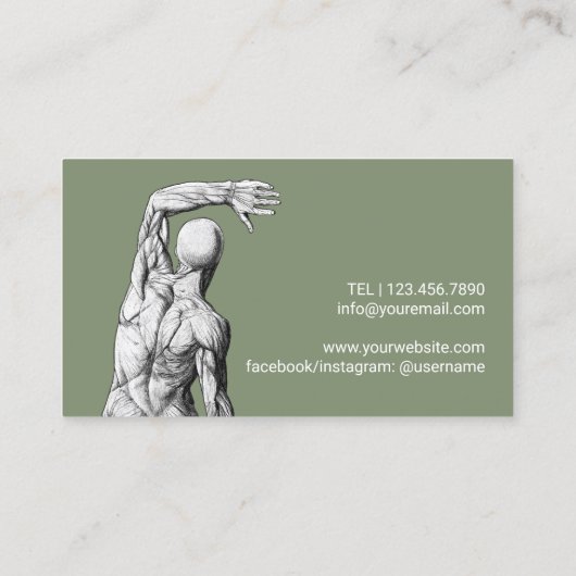 Chiropractor Spine Adjust Sage Green Visitekaartje (Achterkant)