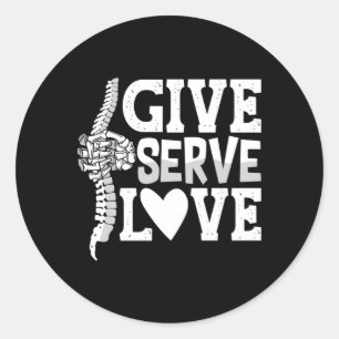 Chiropraktijk geeft serve Love Spine Chiropractor Ronde Sticker