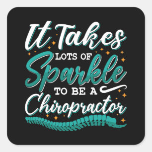 Chiropraktijk neemt veel spinkelende chiropractor vierkante sticker