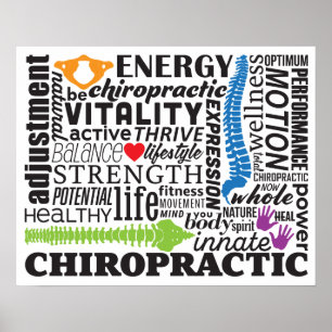 Chiropraktijkwoorden en elementen collage poster