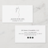 Chiropraticien Chiropratique Minimaliste Carte de  (Devant / Derrière)