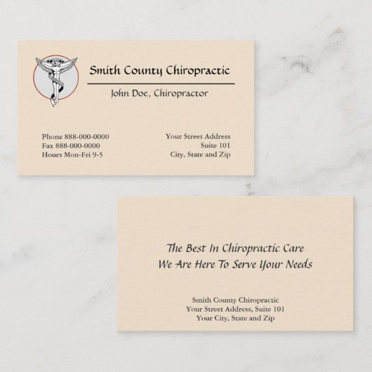 Chiropratique Chiropraticien Carte de visite (Devant / Derrière)