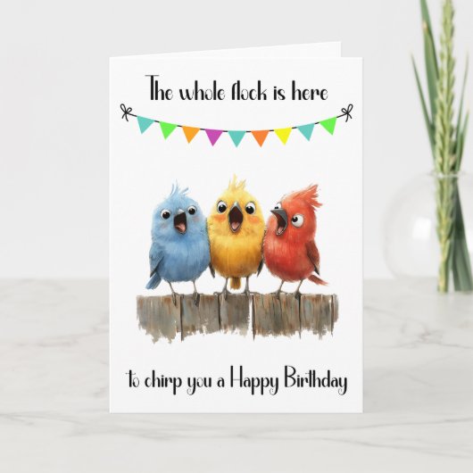 Chirping Birds Anniversaire Carte pliable (Devant)
