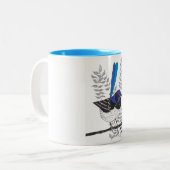 Chirpy Blue Wren Tweekleurige Koffiemok (Voorkant links)