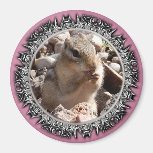 Chirpy Chipmunk Magnet (rand met messen) Magneet (Voorkant)