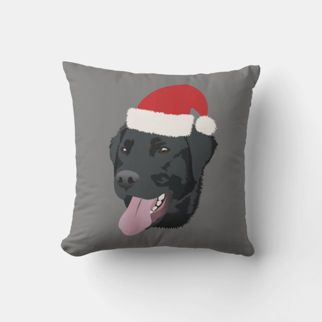 Chirstmas Black Lab Kussen (Voorkant)