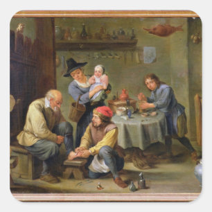 Chirurg die de voet van een oud Man buigt Vierkante Sticker