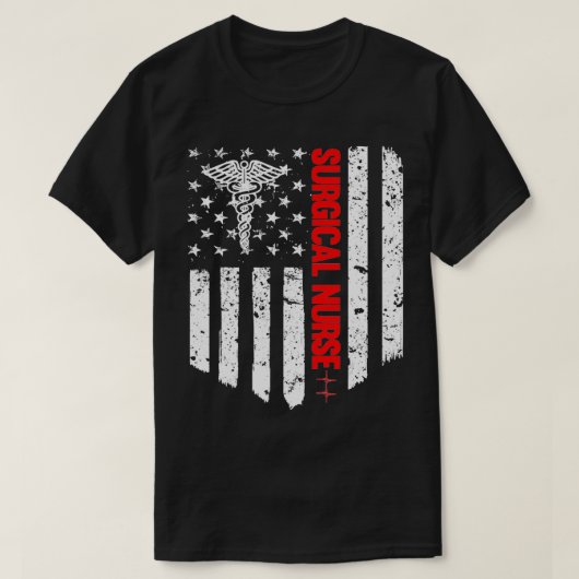 Chirurgische Nurse Amerikaanse vlag RvE Geregistre T-shirt (Design voorkant)