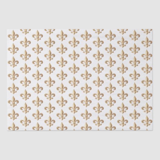Chiseled Gold Gradient Heraldic Fleur de lis Wrapp Tissuepapier (Voorkant)