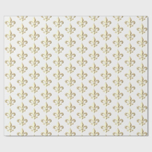 Chiseled Metallic Gold Heraldic Fleur de lis Paris Cadeaupapier