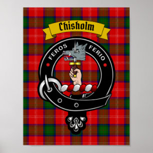 Chisholm Clan Badge & Tartan 8,5x11 Poster