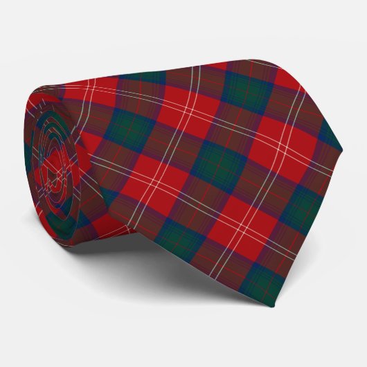 Chisholm Clan Tartan Red en Blue Pset Stropdas (Opgerold)