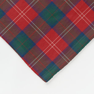 Chisholm Clan Tartan Red en Green Scottish Pset Fleece Deken