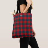Chisholm Clan Tartan Rood en Blauw Plaid Monogram Draagtas (Dichtbij)