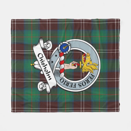 Chisholm Hunting Ancient Clan Badge Tartan Pset Fleece Deken (Voorkant (Horizontaal))