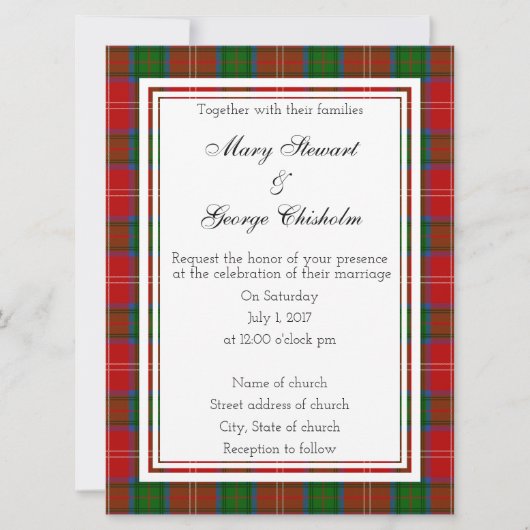 Chisholm Scottish Wedding Invitation Kaart (Voorkant)