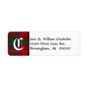 Chisholm Tartan Plaid Monogram Adresetiketten Etiket