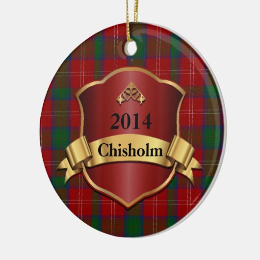 Chisholm Tartan Pset Aangepast versiering Keramisch Ornament (Links)