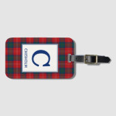 Chisholm Tartan Red en Blue Pset Pattern Bagagelabel (Voorkant (horizontaal))