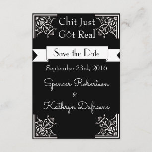 Chit heeft net echt de bruiloft "Save the Date" ge Save The Date