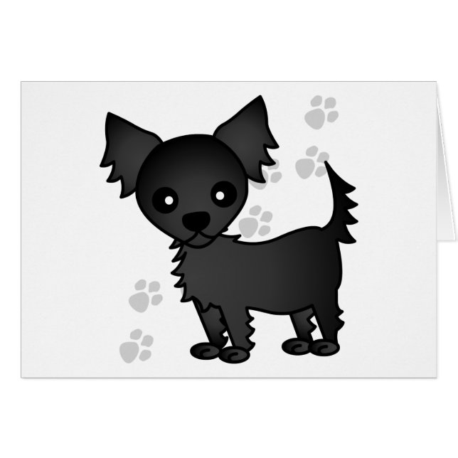 Chiwawa aux cheveux longs de noir mignon de bande (Devant horizontal)