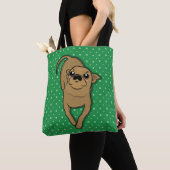 Chiwawa Dog Laying Green Canvas tas (Dichtbij)