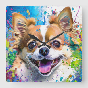 Chiwawa Dog Vierkante Klok