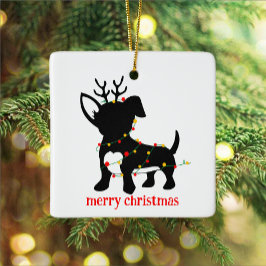 Chiweenie kerstverlichting keramisch ornament