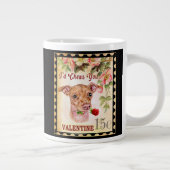 Chiweenie  Valentijn Funny Dog met Roos Extra Grote Beker (Rechts)