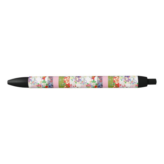 Chiyogami Rice Paper Seamless Patroon Zwarte Inkt Pen (Voorkant)