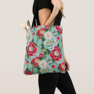 Chiyogami rood en wit Camelia patroon Draagtas