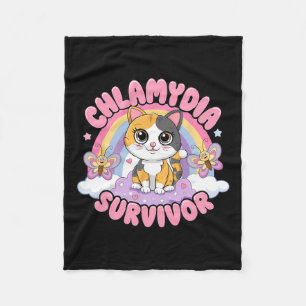 Chlamydia Survivor Cat Meme Grappige shirts voor H Fleece Deken