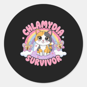 Chlamydia Survivor Cat Meme Grappige shirts voor H Ronde Sticker