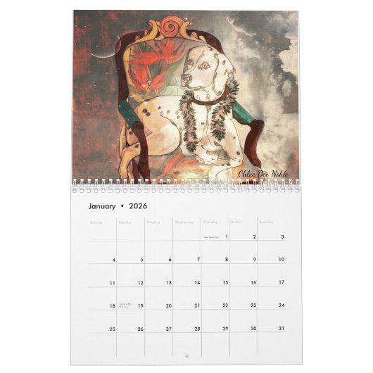 Chloe Dee Noble tableaux ~ 2022 Calendrier (Jan 2026)