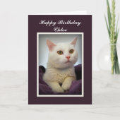 Chloe Happy Birthday Witte Kat Kaart (Voorkant)