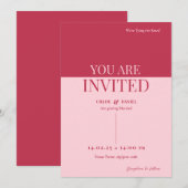 CHLOE Modern Bold Pink Wedding Kaart (Voorkant / Achterkant)