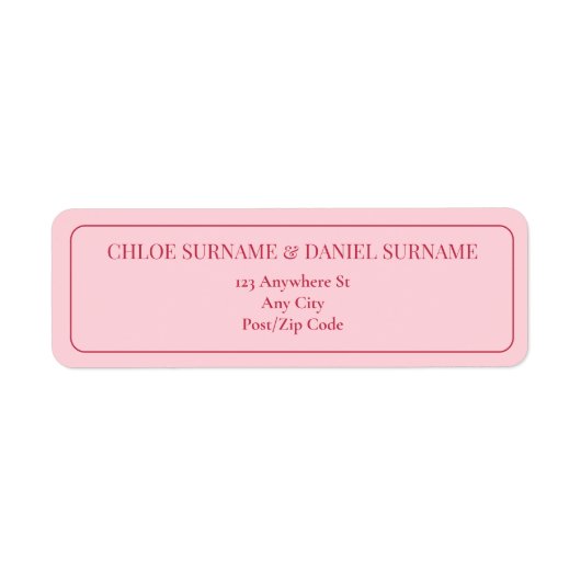 CHLOE Moderne, oude roze RSVP-adreslabel Etiket (Voorkant)