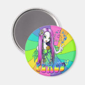 "Chloe" Rainbow Peace Hippie Fairy Magnet Magneet (Voorkant / Achterkant)