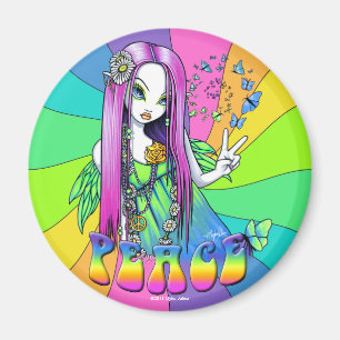 "Chloe" Rainbow Peace Hippie Fairy Magnet Magneet