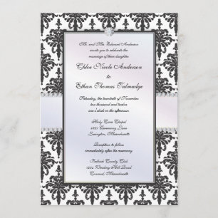 Chloe Silk Damask Wedding Invitation Kaart